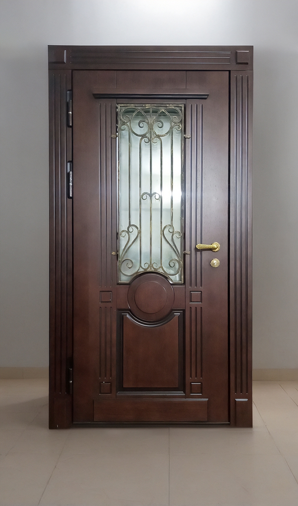 Входная термодверь с окном и решеткой