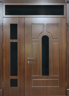 Стальная полуторастворчатая термодверь с остекленной верхней вставкой (панели МДФ) Стальная полуторастворчатая термодверь с остекленной верхней вставкой (панели МДФ)