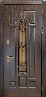 Входная утепленная термодверь с решеткой и стеклопакетом (МДФ)